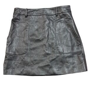 RAGA Faux Leather Mini Skirt‎ Pockets Black Party Club Sexy Medium NWT